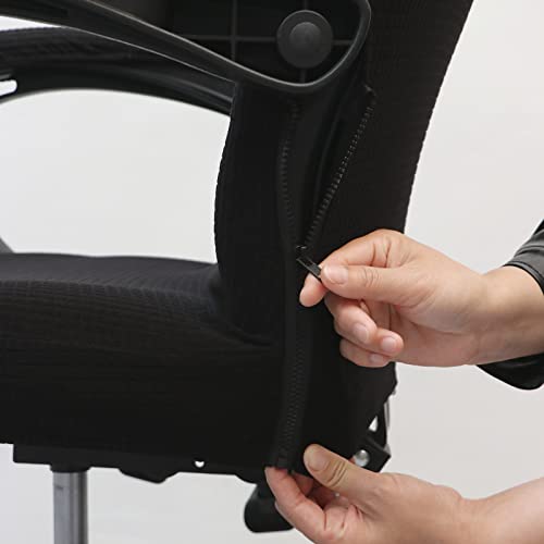 Melaluxe Universal Black Large Chair Cover with 2 Armrest Covers for Office Desk Chair - Stretch Slipcovers