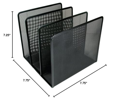 Artistic Contemporary Mesh Metal Desktop File Sorter for Neat and Organized Surfaces in Office, School, and Home, Black