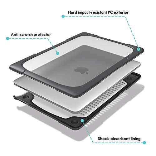 ProCase for MacBook Pro 16 2019 A2141, Heavy Duty Hard Shell Dual Layer Protective Cover with Fold Kickstand -Black