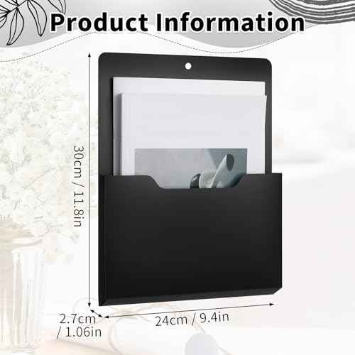 Qunclay 6 Pack Magnetic File Holder Magnetic Paper Holder Fridge Magnet Organizer Letter Size Fridge Pockets Storage Mail Planner Wall File Organizer for Refrigerator Locker Whiteboard (Large)
