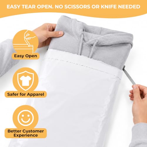 METRONIC White Poly Mailers 19x24 Inches - Pack of 25 Large Shipping Bags for Clothes