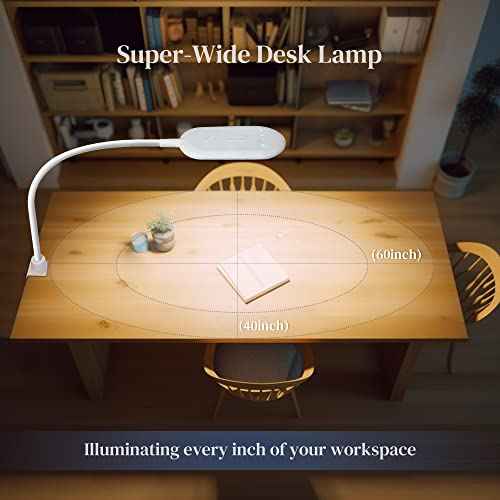 LED Reading Lamp, Eye Care Table Light Bright Enough for 700 Lumen, 10W Dimmable & 3 Color Modes, Flexible Gooseneck Touch Desk Lamp for Home Office/Reading/Work (White)