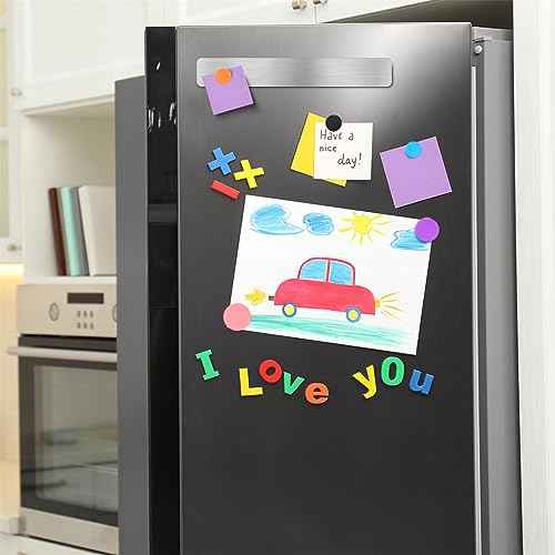 Magnetic Bulletin Strips 5PCS Self Adhesive Frameless Stainless Iron Bulletin Board Bar with 10 Magnetic Buttons for Memo Photo Notes Office School Home