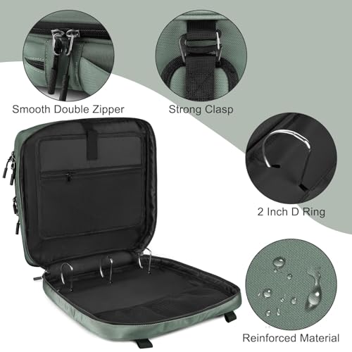 Zipper Binder Bag, 2-inch 3-Rings with Multiple Pockets File Folder - 500 Sheet Capacity, Up to 14¡®¡¯ Laptop and Tablet, Detachable Backpack Straps & Shoulder Use for School