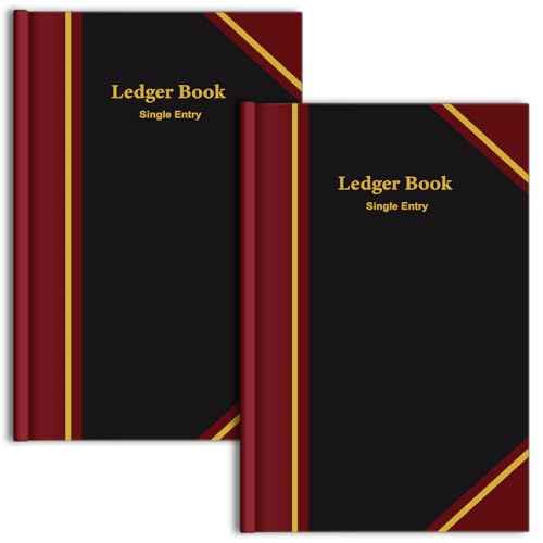 Jetec 2 Pcs Black Ledger Books for Bookkeeping 11.4 x 7.5 Inches Accounting Book Accounting Notebook for Tracking Money, Expenses