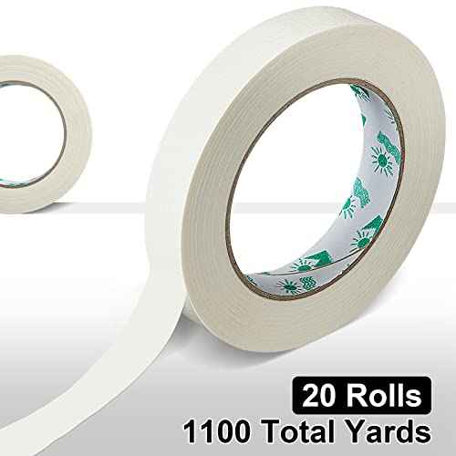 Leelosp 25 Rolls Masking Tape Bulk General Purpose Masking Tape Paint Craft Painter Artist Multi Use School Classroom Supplies, 0.75 Inch x 55 Yards, 1375 Yards Total (Beige)