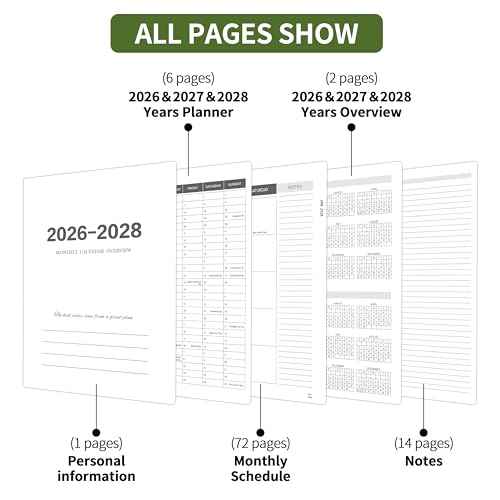 2026-2028 Monthly Planner - 3 Year Monthly Planner 2026-2028, Jan. 2026 - Dec. 2028, 8.5" x 11", 36 Months Calendar Planner with Spiral Bound, Notes Pages, Perfect for School & Office for Women & Men