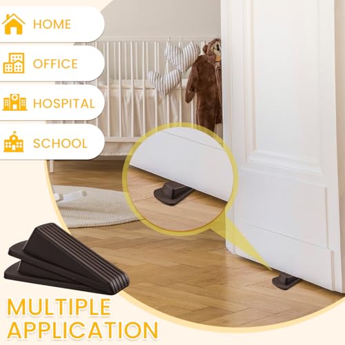 Frienda 72 Pcs Door Stoppers Bulk for Bottom of Door Rubber Door Wedge Stop Height up to 1.2 Inches Sturdy Door Stop Bulk for Heavy Duty Door Bottom Carpet Tile Concrete Wooden Floor (Black)