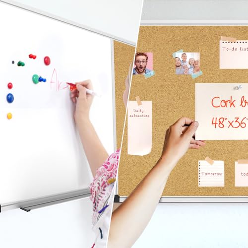 XBoard Magnetic Whiteboard and Corkboard Combo 36 x 24 Inches - Dry Erase & Pin Notice Board