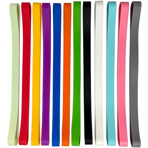 HAIDIBAO Silicone Rubber Bands 12Pcs 8in Multicolor Heavy Duty Wide 0.39in