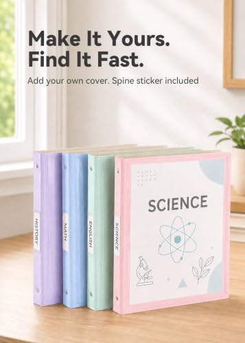 SortRax 1-Inch 3-Ring Binders Set of 4 Pastel Clear View School Supplies