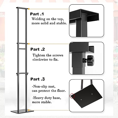 WHAUU 75 Inch Heavy Duty Adjustable Poster Display Stand with Double-Sided Banner