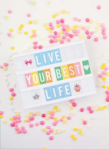 Blue Cinema Light Box with 312 Letters Emojis & Markers - LED Sign for Home & Girls' Bedroom Decor | Tricase