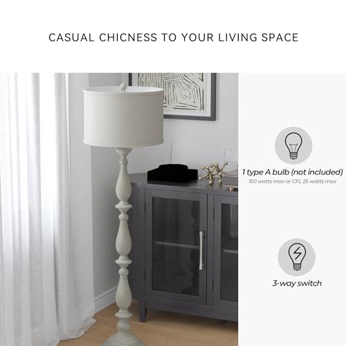 Signature Design by Ashley Bernadate Cottage 61" Candlestick Design Floor Lamp, Whitewash