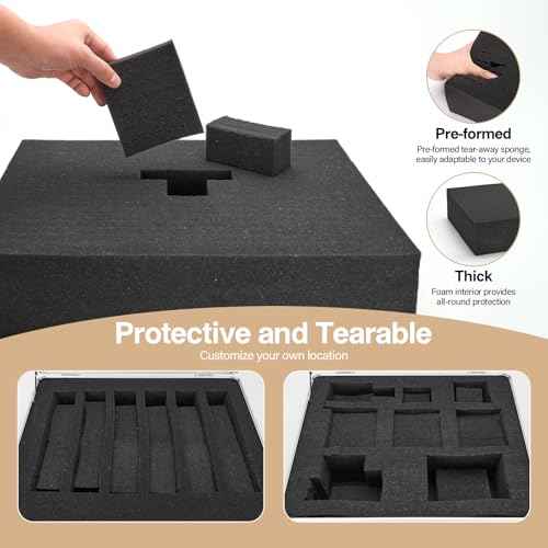 Combination Lock Box - Locking Storage Case with Customizable Foam, 14.2" Portable Lockable Case for Personal Items, Valuables, Documents, Briefcase for Jewelry, Cash, Medications, Black