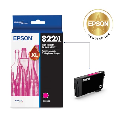 EPSON 822 DURABrite Ultra Ink High Capacity Magenta Cartridge (T822XL320-S) Works with WorkForce Pro WF-3820, WF-3823, WF-4820, WF-4830, WF-4833, WF-4834