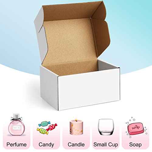 Shipping Boxes 6x4x3 inches Small Mailing Boxes 25 Pack White Cardboard Corrugated Box Mailers
