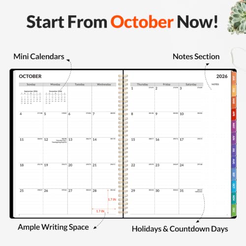 SUNEE 2027 Black Weekly & Monthly Planner 8.5x11 with Tabs, Jan-Dec