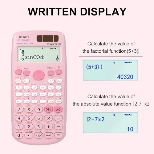IPEROT Pink Solar Scientific Calculator 417 Functions - Dual Power