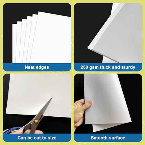 10 Pcs 22" x 28" Poster Board White Poster Paper Bulk, ROOKEA 250 GSM Thickness Vision Boards Smart Poster Board for School Arts Craft Projects Presentations Drawing Scrapbooking Blank Graphic Display