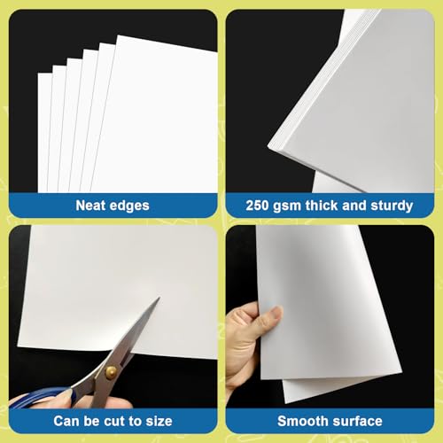 10Pcs Poster Board White Poster Paper Bulk 11" x 14", ROOKEA 250Gsm Thickness Vision Boards Smart Poster Board for School Arts Craft Projects Presentations Drawing Scrapbooking Blank Graphic Display
