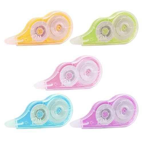 5 Pcs 39.4 Ft Colorful Correction Tape, White Wrong Out Tape Roller Bulk for Noting, Teacher Supplies, School, Office and Home (5 Colors)