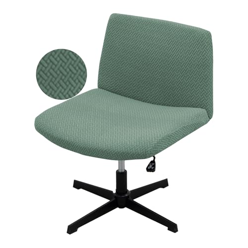 Green Criss Cross Elastic Armless Chair Slipcover - Vanity/Makeup Chair Cover