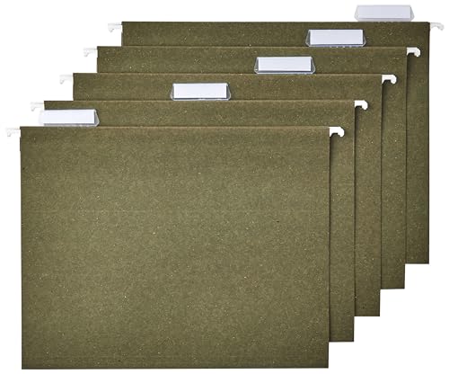 Standard Green Hanging File Folders 75-Pack with 1/5-Cut Tabs - Letter Size
