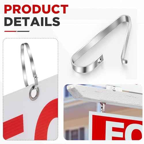 Thyle 10 Sets Real Estate Sign Holders and Rider Clips for Mounting, Including Hooks for Hanging or Attaching Signs and Riders,with Screws for Posts.