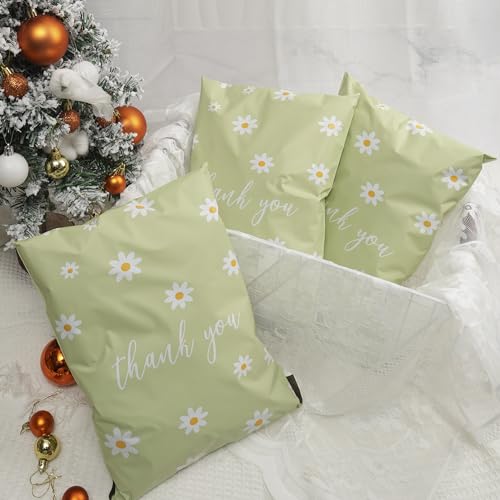 Thank You Poly Mailer 10x13 Inch - Chrysanthemum Design, 100 Pack