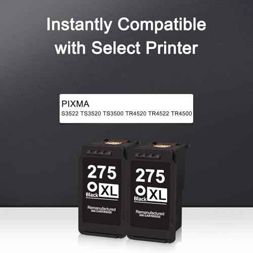 PG-275XL Black Ink Cartridges Combo Pack Remanufactured for Canon 275 XL PG-275 275 High Yield for PIXMA TS3500 TS3520 TS3522 TR4700 TR4720 TR4722 Printer (2 Black)