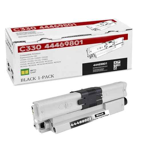 1-Pack C330 44469801 High Yield Black Toner Cartridge, Replacement for OKI C330 44469801 for C310dn C312dn C330dn C331dn C332dn C510dn C511dn C530dn C531dn MC351dn MC352dn MC361dn MC561dn Printer