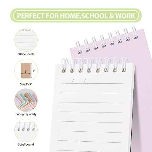 Ddaowanx Small Notebooks,3x5 Pocket Spiral Notepads With Lined Pages - The Perfect Little Mini Notebook to Stay Organized and Boost Productivity at Work or School (48, Cute Colors)