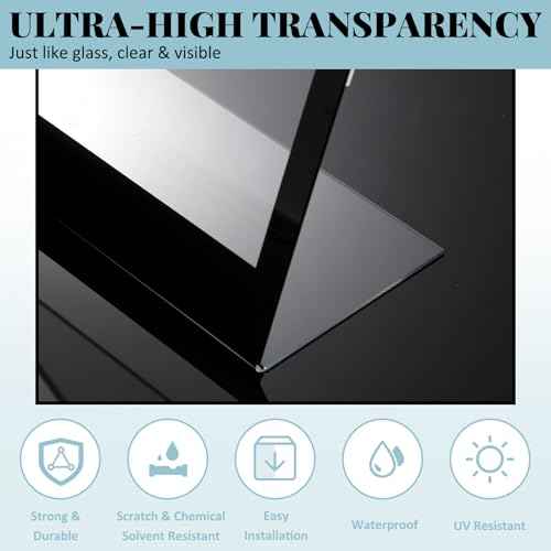 Kathfly 5 Pack Black Acrylic Sign Holder 8.5 x 11 - Slant Back Tabletop Display Stand for Menus, Flyers, Posters, Pricing & Event Signs - Durable Countertop Frame for Restaurant, Retail & Office