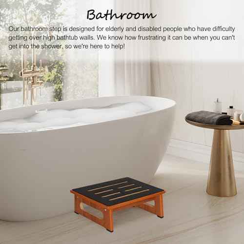Wooden Step Stool with Non-Slip Rubber Feet Step, Heavy Duty Platform Stepping Stools with 450 LBS Capacity for Bedroom Kitchen Bathroom, Bed Steps for High Beds, Bedside Support