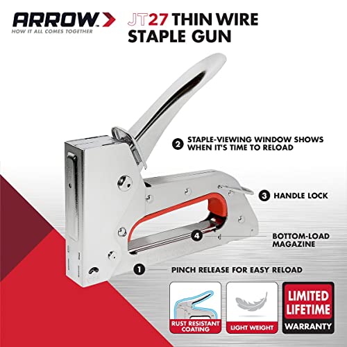 Arrow JT27 Light Duty Staple Gun for Upholstery & Crafts – Fits 1/4