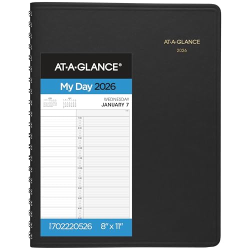 AT-A-GLANCE 2026 Appointment Book Planner, Daily, 8" x 11", Large, Two Person Group, Black (702220526)