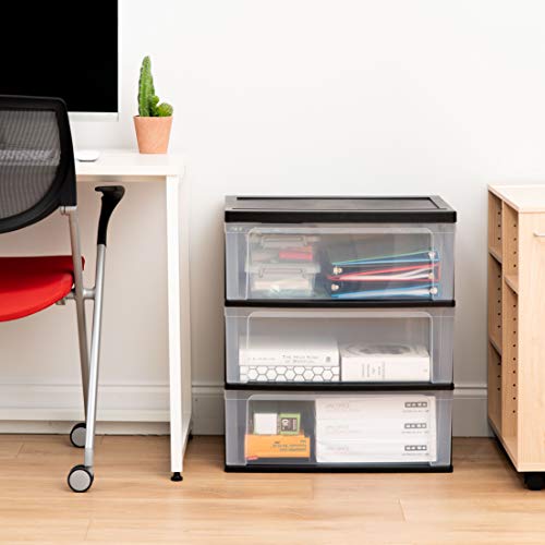 IRIS USA Black 3-Drawer Storage Cart with Wheels - Portable Organizer