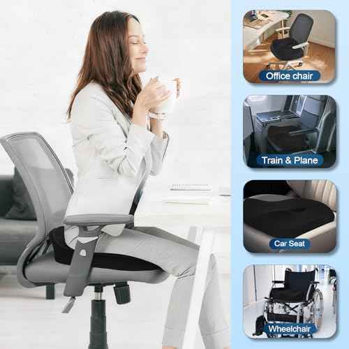 Hsypti Seat Cushion, X Large Memory Foam Cushions for Office Chair, Thick Ergonomic Chair Cushions for Sciatica Pain Relief & Tailbone, Car Seat, Long Sitting Office Workers, Car Drivers