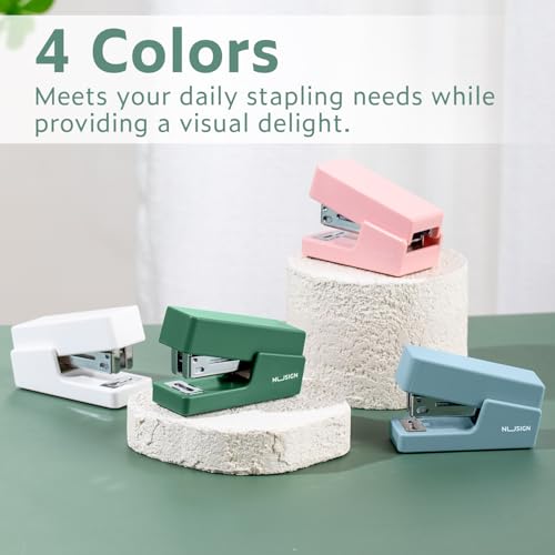 NUSIGN Mini Stapler with 830 Staples - Green, 25 Sheet Capacity, Compact Desk Stapler