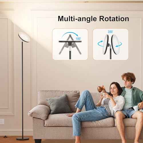 Dimmable Floor Lamp with Remote£¬Floor Lamps for Living Room Bedroom Office£¬Adjustable Brightness (10%-100%)and Color Temperature (3000k- 6000k )£¬Standing Lamp Tall Lamp with Foot Switch (black)