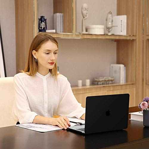 MOSISO Compatible with MacBook Air 13 inch Case M1 Chip 2021-2018 Release A2337 A2179 A1932, Plastic Hard Shell&Keyboard Cover&Screen Film&Storage Bag for MacBook Air 13.3 inch Case, Black