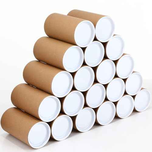 Yeaqee 20 Pack Mailing Tubes with Caps Poster Holder Tube 3 x 6 Inch Round Cardboard Mailers for Artwork Advent Calendars Classroom Craft Shipping DIY Projects Gifts Packing Maps Packaging, Brown