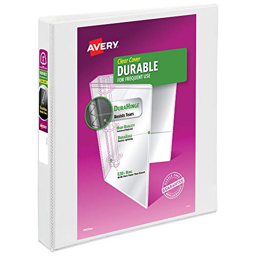 Avery Durable View 3 Ring Binder 1 Inch with EZD Rings White - Model 09301
