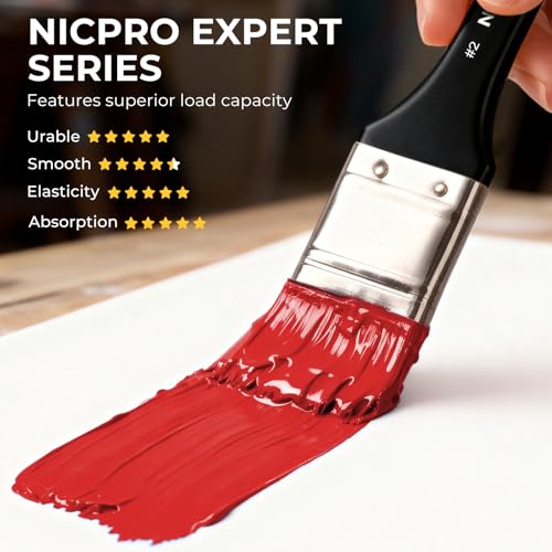 Nicpro 26pcs Paint Brush Set, Professional Paintbrushes with Palette Knife, Craft Paint Brushes for Acrylic Painting, Oil, Watercolor, Gouache & Canvas, Drawing & Art Supplies for Adults, Kids Artists
