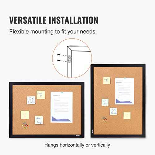 VEVOR Cork Board for Office, 36" x 24" Bulletin Board for Wall, Vision Board Push Pin Board with Framed for Office Home and School