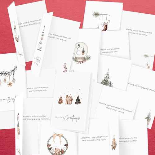 AUDREE Christmas Cards With Envelopes & Matching Stickers (20 Pack 4"x6") - Assortment Boxed Holiday Cards - Thoughtful Gift Idea for Friends and Family - Perfect for Happy Holidays Card, Xmas Card