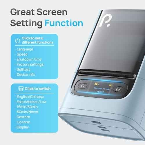 POLONO PM220S Label Maker Machine with Tape, 2 Inch Bluethooth Portable Thermal Label Printer for Small Business, Office, Home, Address, Logo Label, Sticker Printer for Phone/Tablet/PC, Blue
