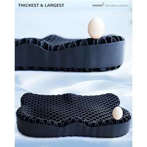 Enlarged 19.7" Gel Seat Cushion, Egg Gel Chair Pads for Wheelchair Pressure Coccyx Sciatica Pain Relief, Cooling Desk Seat Cushion for Kayak, Car, Office Chair Long Sitting[Black]