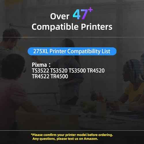 PG-275XL Black Ink Cartriage Replacement for Canon 275 PG-275 XL PG275 275XL Value Pack Ink Cartridge for PIXMA TS3500 TS3520 TS3522 TR4720 TR4722 TR4700 Printer High Capacity (2 Black)